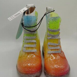 Kids Combat Ankle Rain Boot - Rainbow  Multi Color.